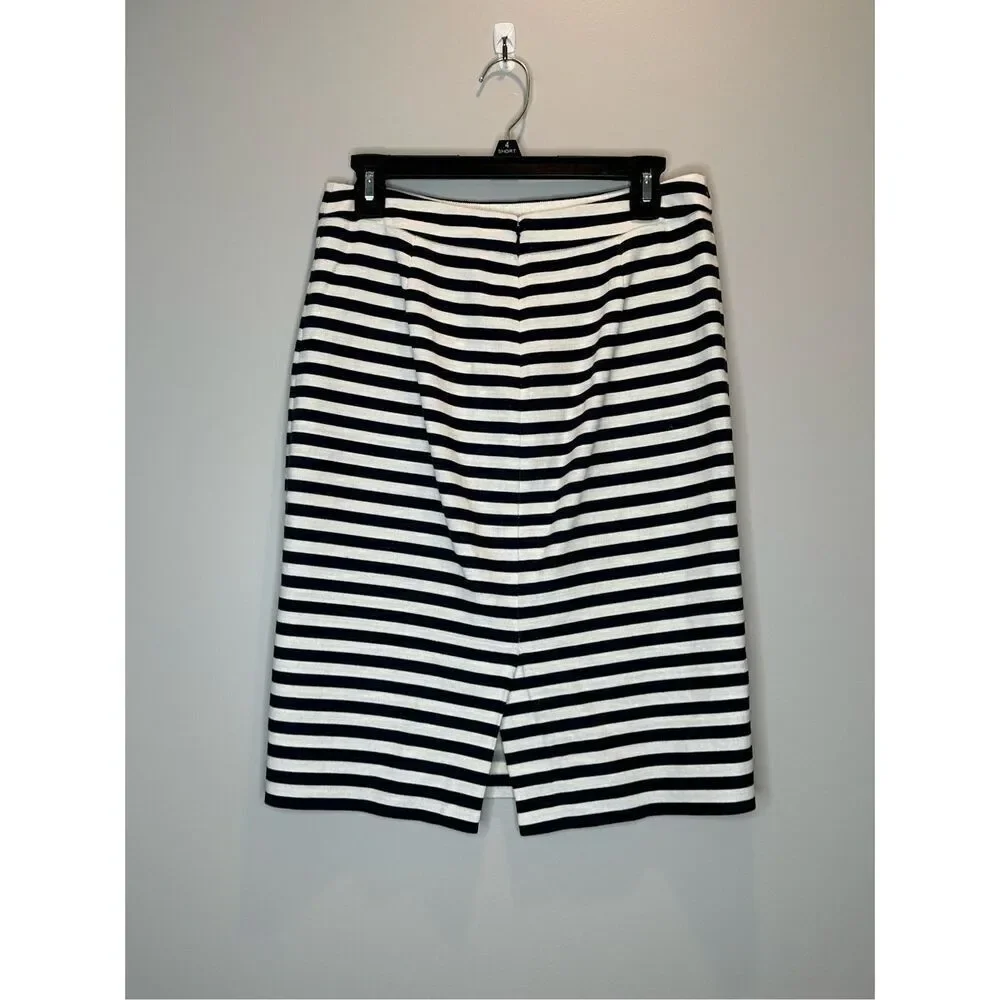 J. Crew No. 2 Pencil Skirt Navy and White Stripes Linen Blend Size 2